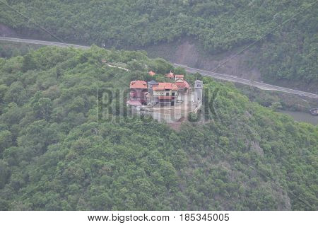 Church of assumption on the hill in Ovcar and Kablar gorge. Monastery of st assumption