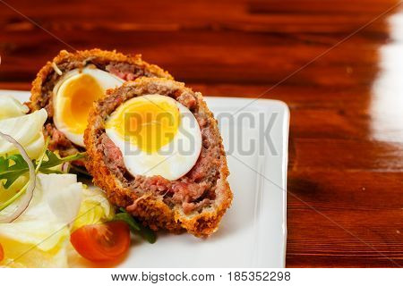 English Food, Scotch Eggs Served With Lettuce