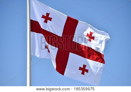 Georgia National Flag Blown By The Wind