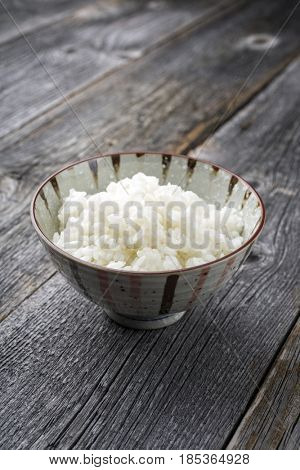 Traditional Japanese Koshihikari Rice as close-up in a bowl