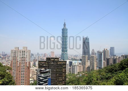 Taipei 101 From Xiang Mountain In Taipei, Taiwan