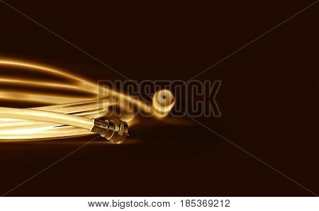Professional coaxial cable RG6 and TV type in orange modern technology tone - fiber optic to FTTH