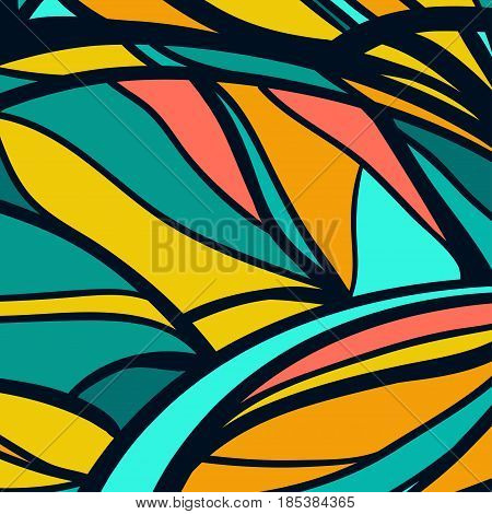 Colorful linear abstract background. Blue and yellow tones