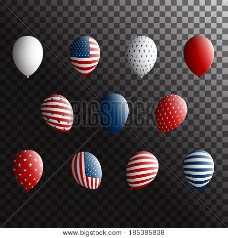 USA Independence Day holiday symbols - balloons set. Stock vector
