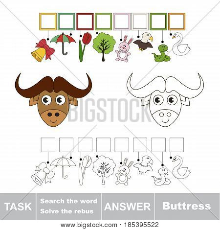 Educational puzzle game for kids. Find the hidden word Butress