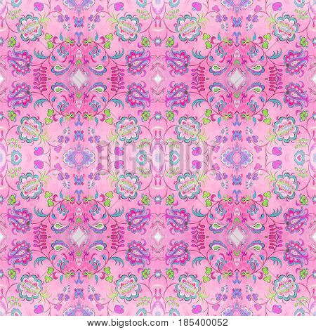 Seamless Floral Pattern. Hand Drawn Texture With Flowers.