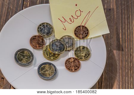 plate with coins