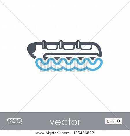 Yellow banana boat outline vector icon. Beach. Summer. Summertime. Holiday. Vacation ride water sport eps 10