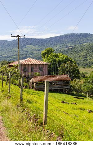 Farm House In Dirt Road