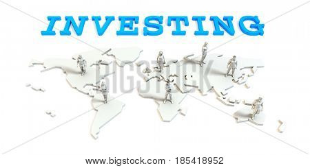 Investing Global Business Abstract with People Standing on Map 3D Illustration Render