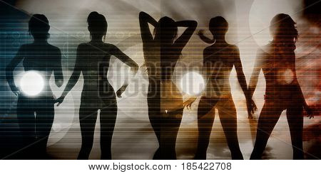 Disco Electronic Music Techno Party Background Art 3D Illustration Render