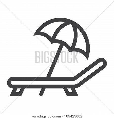 Beach umbrella with deckchair line icon, Travel and tourism, vector graphics, a linear pattern on a white background, eps 10.