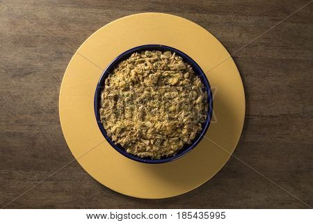 Farofa - Toastef Manioc Flour And Pork - Traditional Brazilian Side Dish.