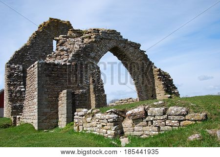 Ancient chapel ruin at the swedish island oland