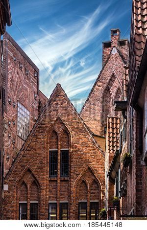 Bremen city, Germany. Famous old street Bottcherstrasse