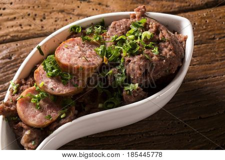 Mashed Beans With Sausage Called Tutu De Feijao In Brazil