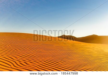 View of dunes in the dessert of Morocco by M'hamid