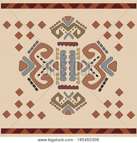 Vintage ornament of simple figures in warm retro colors