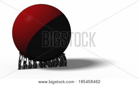 3D illustration. Antifa flag in a ball crushing the words free speech
