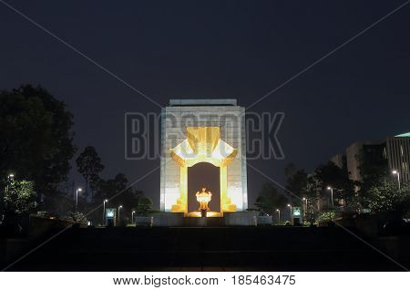 HANOI VIETNAM - NOVEMBER 23, 2016: Vietnam War Memorial night scape in Hanoi Vietnam