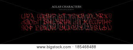 AGLAB CHARACTERS - Tolkien Script on black background - Vector Image