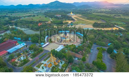 Sunset At Wat Huay Mongkol Temple