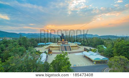 Sunset At Wat Huay Mongkol Temple