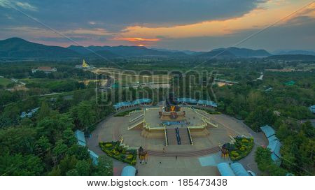 Sunset At Wat Huay Mongkol Temple