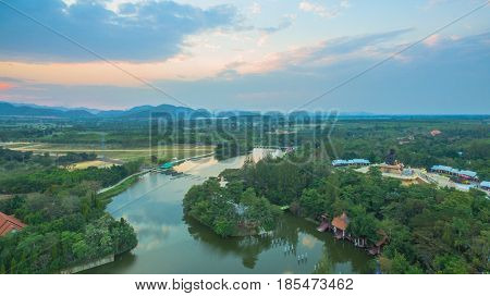 Sunset At Wat Huay Mongkol Temple