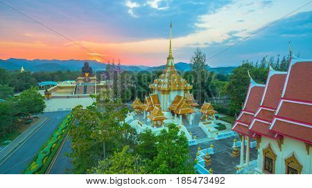 Sunset At Wat Huay Mongkol Temple