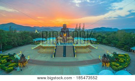 Sunset At Wat Huay Mongkol Temple
