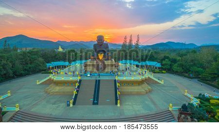 Sunset At Wat Huay Mongkol Temple
