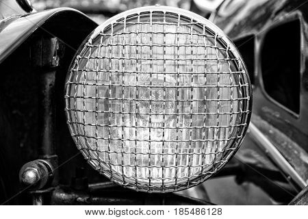 Berlin - May 11: Headlight Car Morgan Super Sport, V-twin Three-wheelers (black And White), 26Th Old