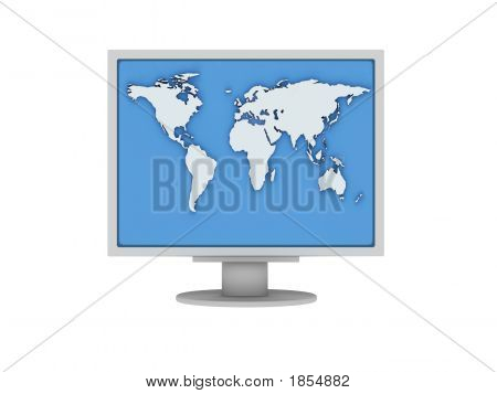 Earth On Screen Of Computer