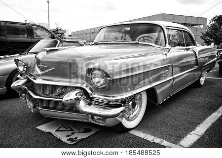 BERLIN - MAY 11: Car Cadillac Series 62 Coupe de Ville 1950 (black and white) 26th Oldtimer-Tage Berlin-Brandenburg May 11 2013 Berlin Germany