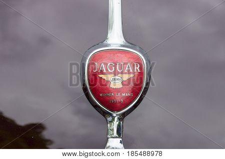 Berlin - May 11: Boot Emblem Sports Car Jaguar Xk140, 26Th Oldtimer-tage Berlin-brandenburg, May 11,