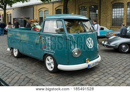 BERLIN - MAY 11: Small truck pickup Volkswagen Type 2 (T2) 26th Oldtimer-Tage Berlin-Brandenburg May 11 2013 Berlin Germany