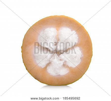 half of santol fruit isolated on white background