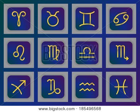Zodiac Vector Signs, Astrology Line Icons, Linear Logo Illustration. Horoscope Set: Leo, Virgo, Scor