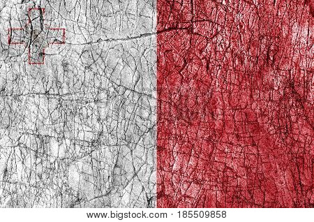 Grudge stone painted Malta flag close up