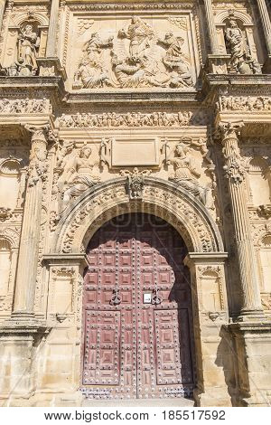 Savior Chapel (El Salvador) detail facade Ubeda Jaen Spain