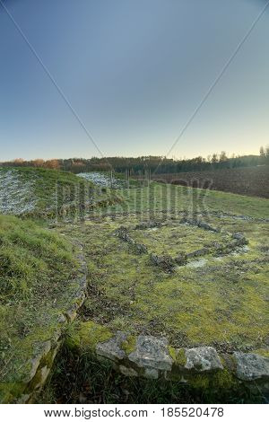 Hdr Of Tumulus And Field Near Landersdorf, Bavaria