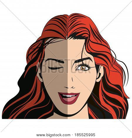 pretty girl with beautiful hair and attractive face vector illustration