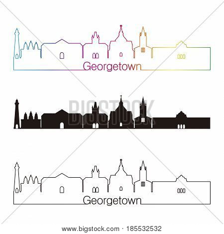 Georgetown Skyline Linear Style With Rainbow