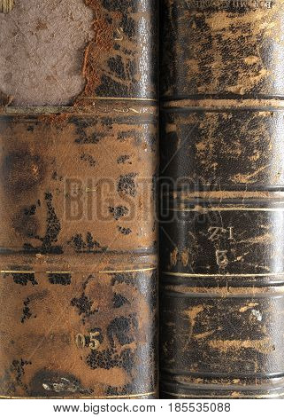 old vintage book hard covers ruined in brown colors