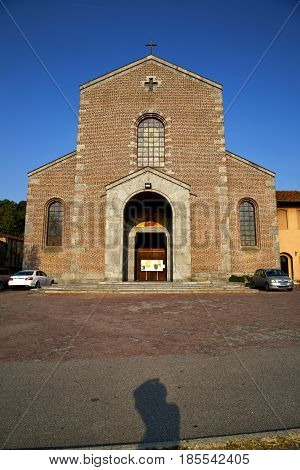 Church  The Turbigo  Old   Closed Brick Tower Sidewalk Italy