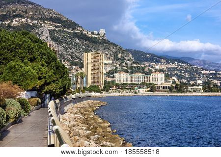 Monaco and Monte Carlo principality seafront landscape.