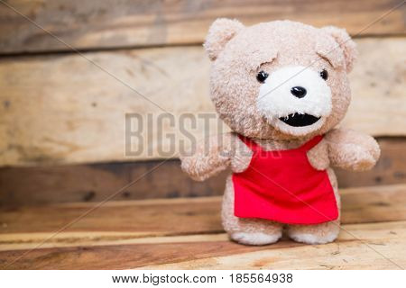 Teddy Bear Wood Background,alone ,baby ,background ,bear ,beautiful, birthday ,brown ,child ,childhood ,concept ,design, floo,r gift lonely,love