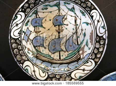Turkish Iznik Ceramic In Ecouen Castle, France