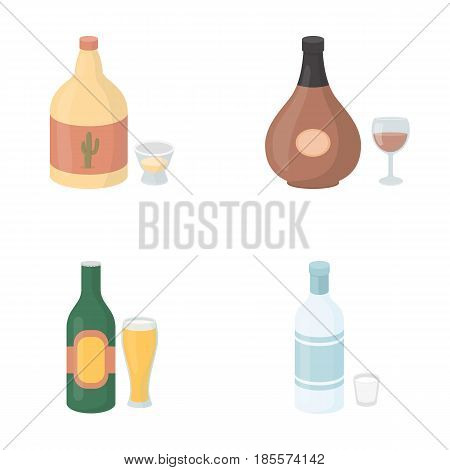 Tequila, cognac, beer, vodka.Alcohol set collection icons in cartoon style vector symbol stock illustration .